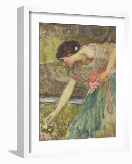 Gathering Roses-John William Waterhouse-Framed Giclee Print