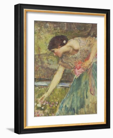 Gathering Roses-John William Waterhouse-Framed Giclee Print