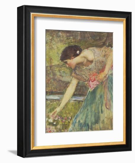 Gathering Roses-John William Waterhouse-Framed Giclee Print