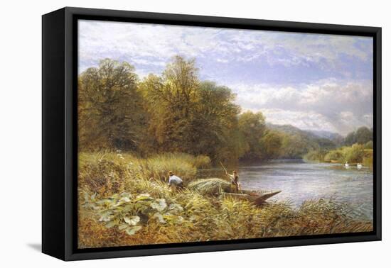 Gathering Rushes on the Thames near Wargrave-Alfred Augustus Glendenning-Framed Premier Image Canvas