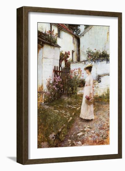 Gathering Summer Flowers in a Devonshire Garden, 1893-John William Waterhouse-Framed Giclee Print