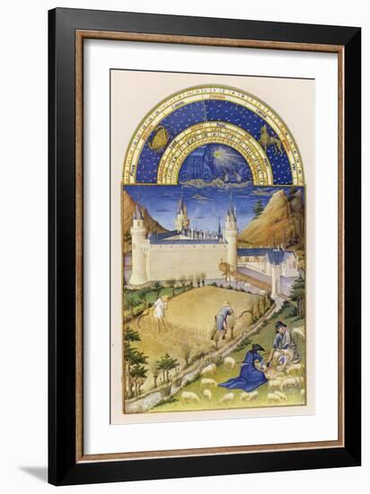 Gathering the Harvest and Tending Sheep Close to the Chateau De Poitiers-Pol De Limbourg-Framed Art Print