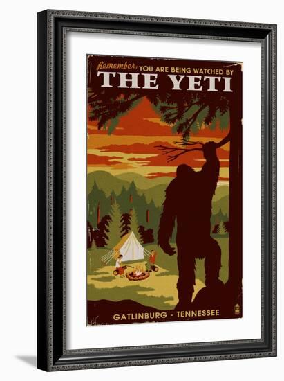 Gatlinburg, Tennessee - Youre Being Watched by the Yeti-Lantern Press-Framed Art Print