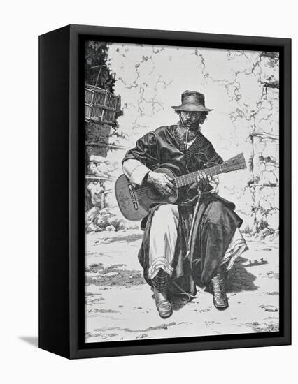 Gaucho Playing the Guitar, Argentina, Mid 19th Century-null-Framed Premier Image Canvas