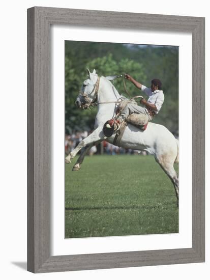 Gaucho Riding on Horseback in Argentina-null-Framed Photographic Print