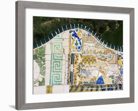 Gaudi's Mosaics, Guell Park, Barcelona, Catalonia, Spain-Peter Scholey-Framed Photographic Print