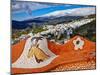 Gaudi - type mosaic seat omn a viewing point above Competa, Malaga Province. Andalucia, Spain-Panoramic Images-Mounted Photographic Print