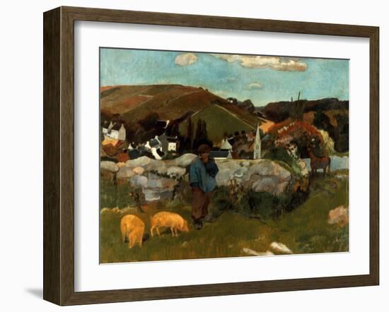 Gauguin: Swineherd, 1888-Paul Gauguin-Framed Giclee Print