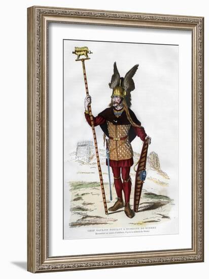 Gaul Chief in Battle Dress Carrying a Standard, 1882-1884-Michelet-Framed Giclee Print