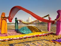 Taj Mahal, UNESCO World Heritage Site, across Yamuna River, Women Drying Colourful Saris, Agra, Utt-Gavin Hellier-Photographic Print
