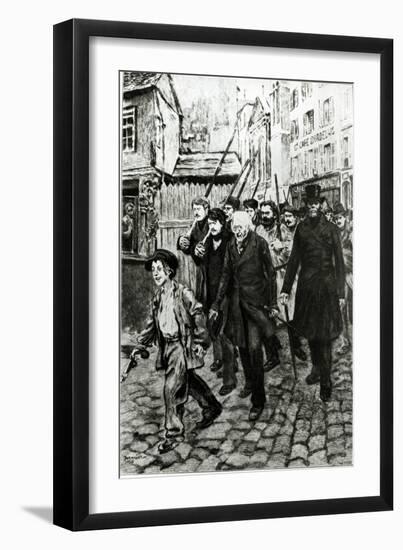 Gavroche Leading a Demonstration, Illustration from Les Miserables by Victor Hugo-Pierre Georges Jeanniot-Framed Giclee Print