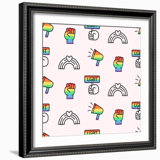 Gay Pride Seamless Pattern, LGBT Rights Background-Artrise-Framed Photographic Print