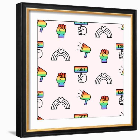 Gay Pride Seamless Pattern, LGBT Rights Background-Artrise-Framed Photographic Print