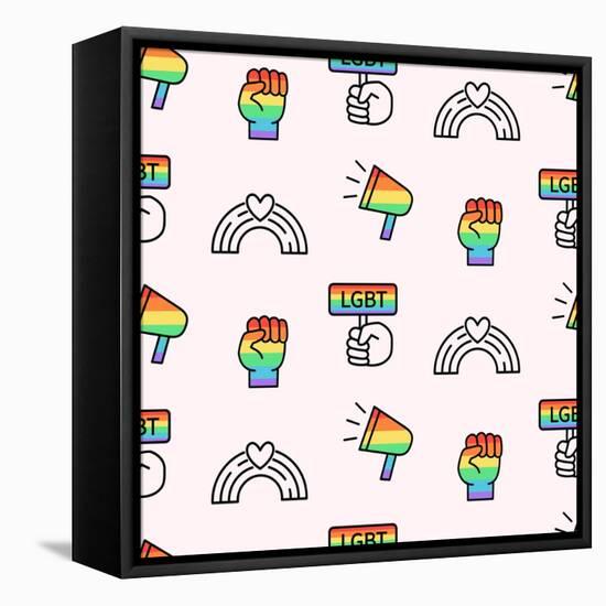 Gay Pride Seamless Pattern, LGBT Rights Background-Artrise-Framed Premier Image Canvas