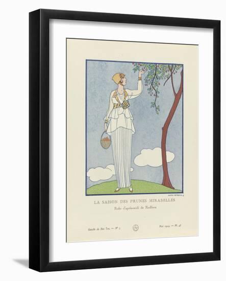 Gazette Du Bon Ton, 1914 - No. 5, Pl. 48: La Saison Des Prunes Mirabelles, Robe D'après-Midi De Red-Georges Barbier-Framed Giclee Print