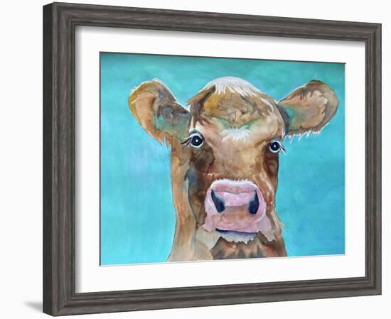 Gazing Cow 1-Doris Charest-Framed Art Print