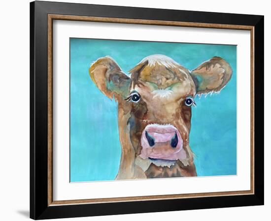 Gazing Cow 1-Doris Charest-Framed Art Print