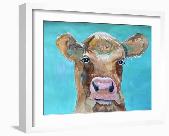 Gazing Cow 1-Doris Charest-Framed Art Print