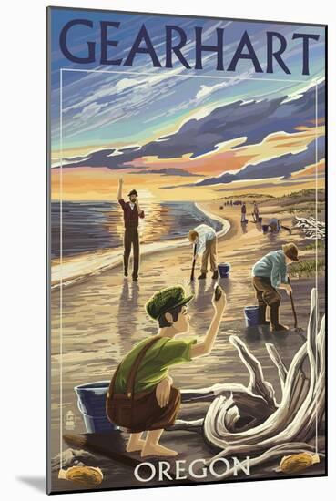 Gearhart, Oregon - Clam Diggers-Lantern Press-Mounted Art Print