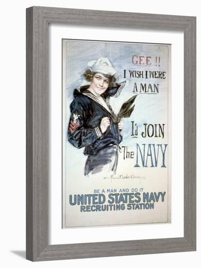 Gee!! I Wish I were a Man, circa 1918-Howard Chandler Christy-Framed Art Print