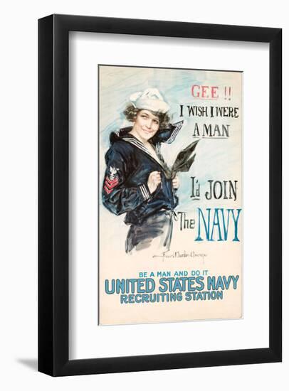 Gee!! I Wish I were a Man, I’d Join the Navy-Vintage Reproduction-Framed Giclee Print