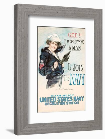 Gee!! I Wish I were a Man, I’d Join the Navy-Vintage Reproduction-Framed Giclee Print