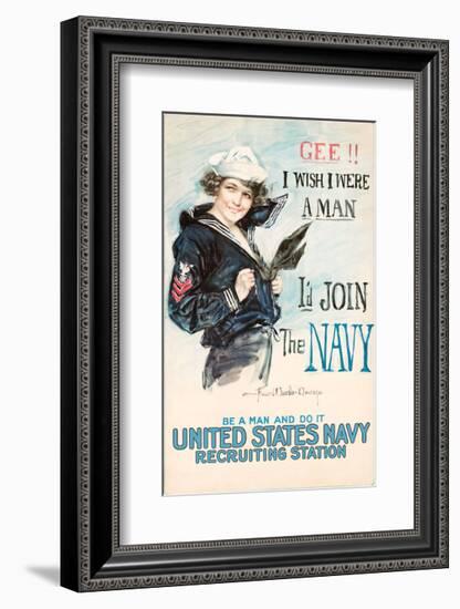 Gee!! I Wish I were a Man, I’d Join the Navy-Vintage Reproduction-Framed Giclee Print