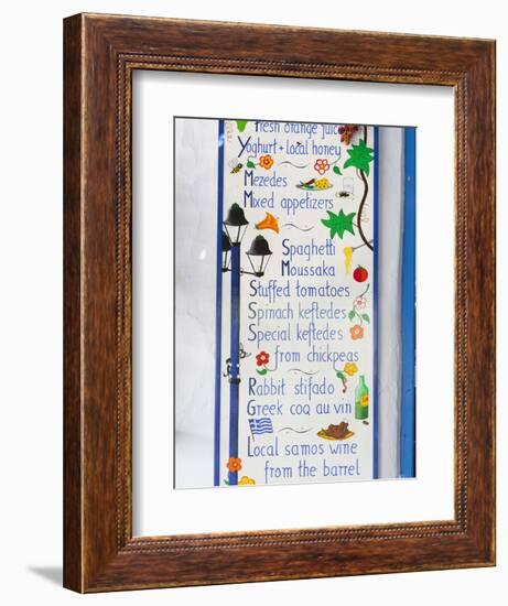 Geek Taverna Menu Board, Vourliotes, Samos, Aegean Islands, Greece-Stuart Black-Framed Photographic Print