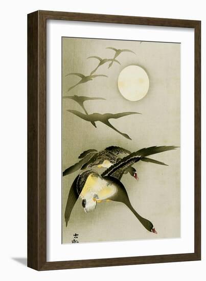 Geese and the Moon-Koson Ohara-Framed Giclee Print