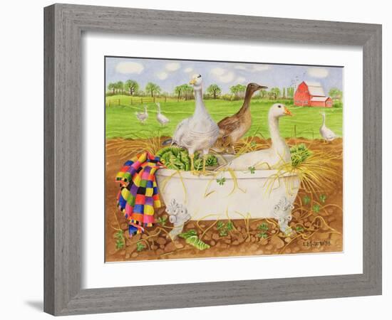 Geese in Bathtub, 1998-E.B. Watts-Framed Giclee Print