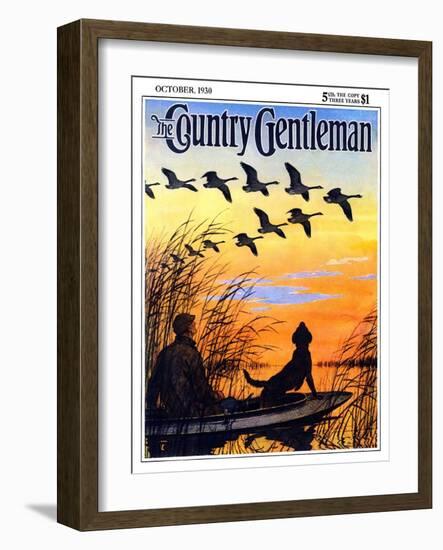 "Geese in Formation over Marsh," Country Gentleman Cover, October 1, 1930-Paul Bransom-Framed Giclee Print