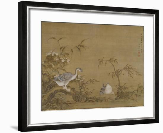 Geese on a Riverbank, Qing Dynasty (1644-1911), 1750-Shen Kai-Framed Giclee Print