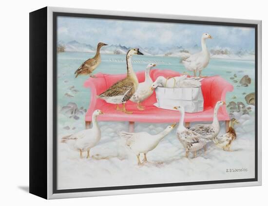 Geese on Pink Sofa, 2000-E.B. Watts-Framed Premier Image Canvas