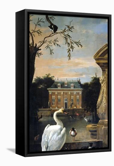 Gefluegel Im Hofe Eines Landhauses-Melchior d'Hondecoeter-Framed Premier Image Canvas