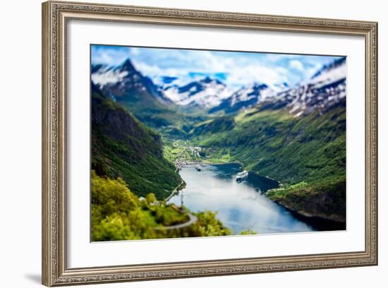 Geiranger Fjord, Beautiful Nature Norway (Tilt Shift Lens). it is a 15-Kilometre (9.3 Mi) Long Bran-Andrey Armyagov-Framed Photographic Print
