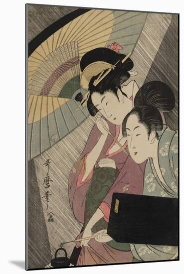 Geisha and Attendant on a Rainy Night, c.1797-Kitagawa Utamaro-Mounted Giclee Print