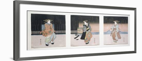 Geisha at Night Triptych, 1818-30-Toyokuni II-Framed Giclee Print