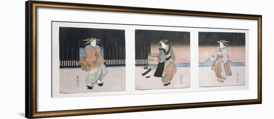 Geisha at Night Triptych, 1818-30-Toyokuni II-Framed Giclee Print
