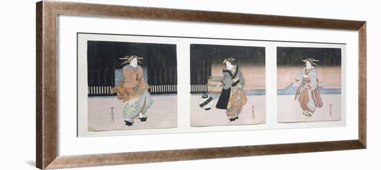 Geisha at Night Triptych, 1818-30-Toyokuni II-Framed Giclee Print