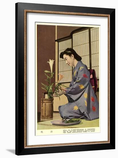 Geisha Doing Ikebana, Japan-null-Framed Art Print