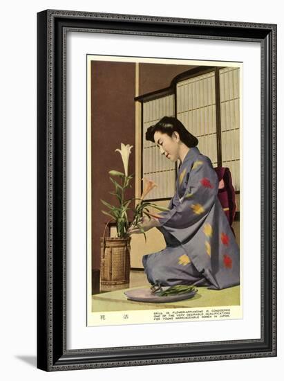 Geisha Doing Ikebana, Japan-null-Framed Art Print