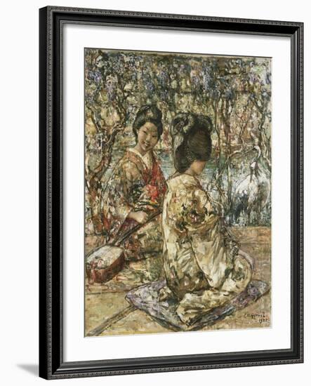 Geisha Girls in a Japanese Garden-Edward Atkinson Hornel-Framed Giclee Print