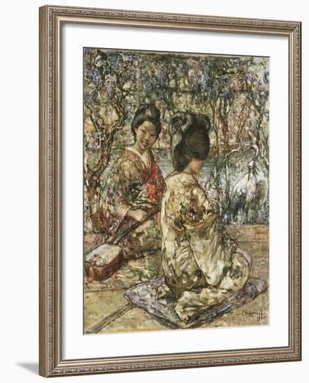 Geisha Girls in a Japanese Garden-Edward Atkinson Hornel-Framed Giclee Print