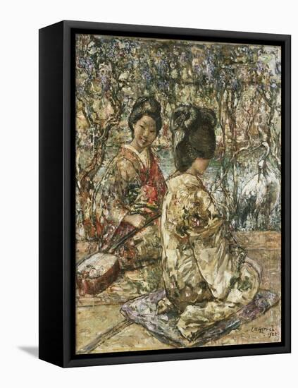 Geisha Girls in a Japanese Garden-Edward Atkinson Hornel-Framed Premier Image Canvas