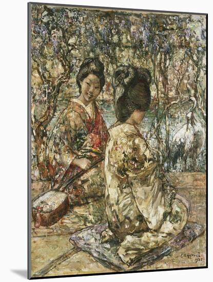 Geisha Girls in a Japanese Garden-Edward Atkinson Hornel-Mounted Giclee Print