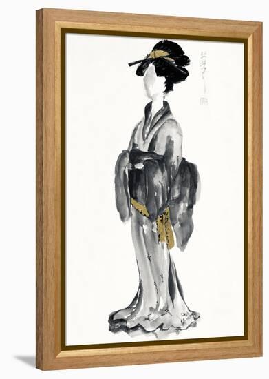 Geisha I Black and Gold-Chris Paschke-Framed Stretched Canvas