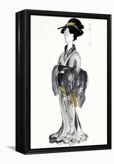 Geisha I Black and Gold-Chris Paschke-Framed Stretched Canvas