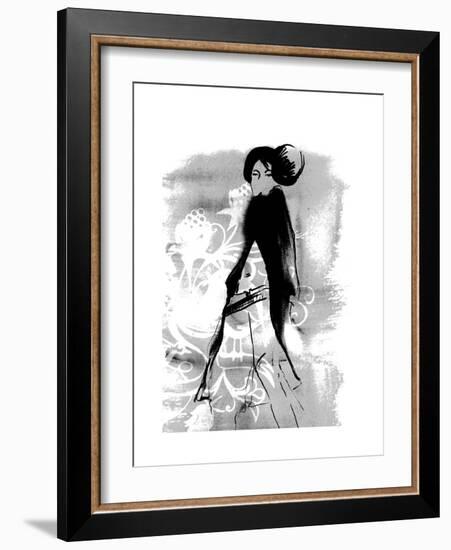 Geisha in Charcoal-FS Studio-Framed Giclee Print