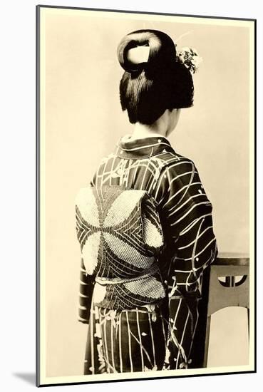 Geisha in Kimono-null-Mounted Art Print
