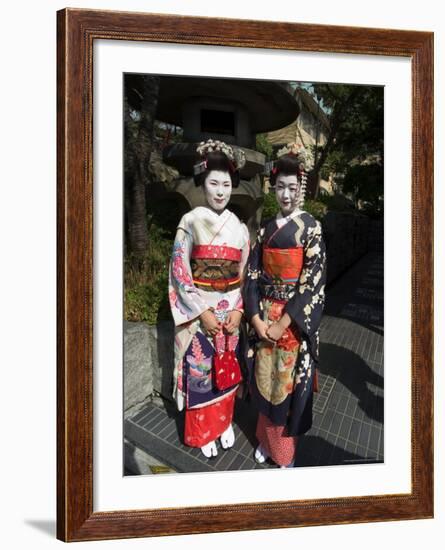 Geisha, Maiko (Trainee Geisha) in Gion, Kyoto City, Honshu, Japan-Christian Kober-Framed Photographic Print